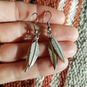 Sterling hooks feather earrings